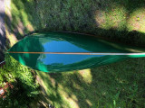 Cedar fiberglassed 15' green canoe - [click here to zoom]