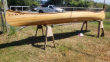 Red Cedar wood strip canoe - [click here to zoom]