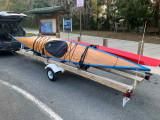 Wooden Sea Kayak - two available, and trailer - [click here to zoom]